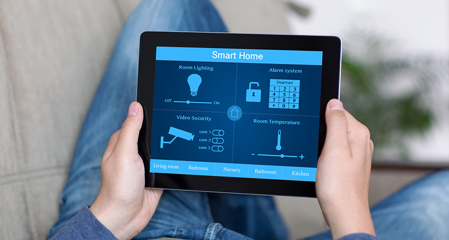 The ability to access and control security components from a mobile device is one of the top smart home trends in Albuquerque. Close-up of smart home security app.